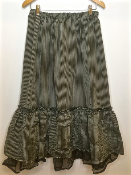 Krista Larson / Underpinning Skirt / Striped Silk Taffeta / Black & Graphite