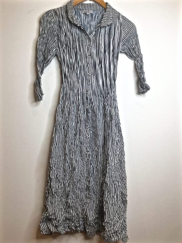 Alquema / Coat Dress / Indigo Stripe - Karen Allen Fiber Arts