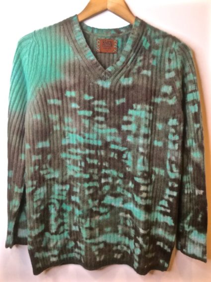 Karen Allen Cashmere / Arline Dyed Ribbed V-Neck / Turquoise Light (L)