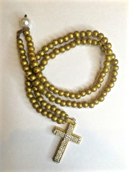 Debbie Harper / Necklace / African Brass Beads with Vintage Cross