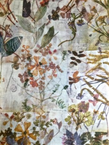 Silk Scarf - Lavender & Grey (Flowers, Cranes, Trees)