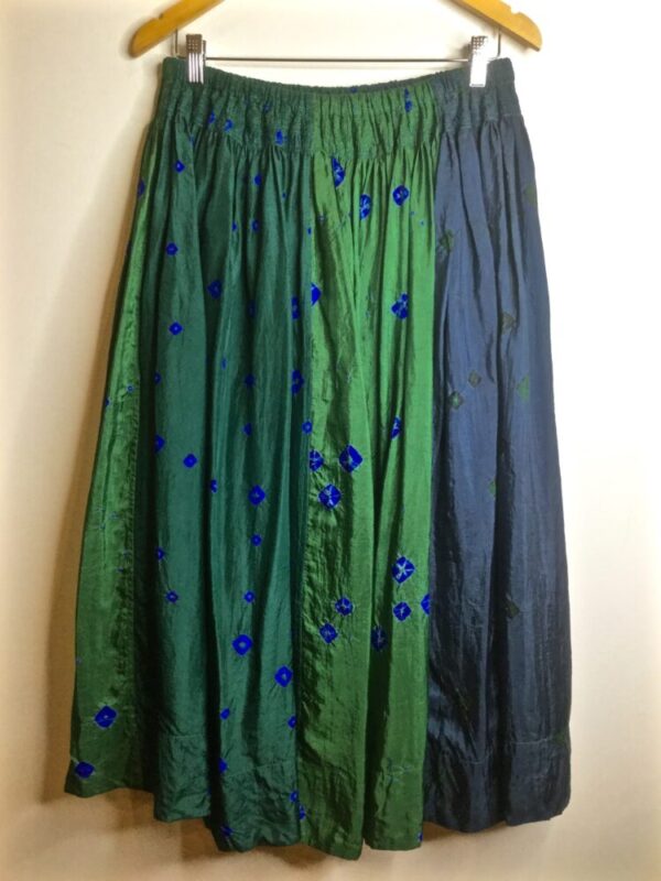Injiri / Silk Skirt / Green & Blue Diamonds - Karen Allen Fiber Arts