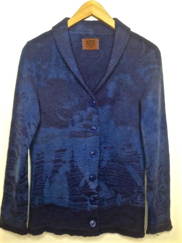 Karen Allen Cashmere / Arline Dyed Cardigan Sweater / Blue Marble (XS ...