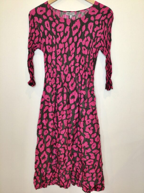 Alquema / Smash Pocket Dress / Pink Leopard - Karen Allen Fiber Arts