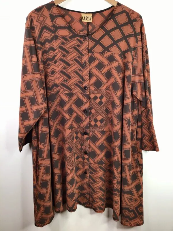 URU / Silk Picnic Tunic Dress / Afibi Copper - Karen Allen Fiber Arts