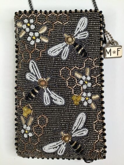 Mary Frances / Beaded Cell Phone Bag / Bee Awesome