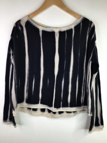 Viviana Uchitel / Cashmere / Vertical Stripes Sweater / Black & Natural