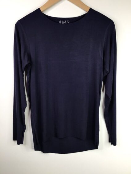 AMB / Viscose Blend / Julia Long Sleeve Top / Navy Blue