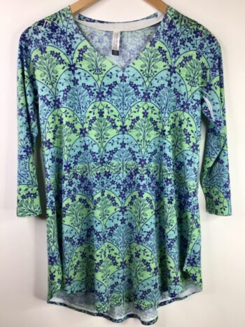 Whimsy Rose / Cotton Blend / V-Neck Flowy Tunic / Spice Road Royal