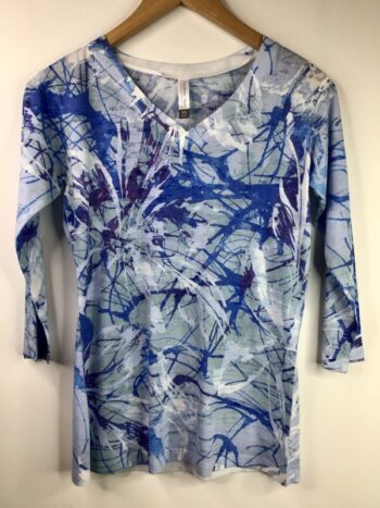 Whimsy Rose / Cotton Blend / V-Neck 3/4 Sleeve Tee / Paint Jam