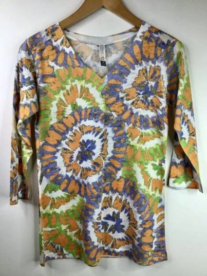 Whimsy Rose / Cotton Blend / V-Neck 3/4 Sleeve Tee / Funky Town