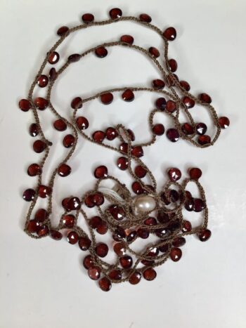 Debbie Harper / Hand Crocheted Necklace / Garnet