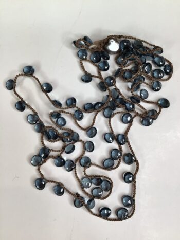 Debbie Harper / Hand Crocheted Necklace / Blue Quartz