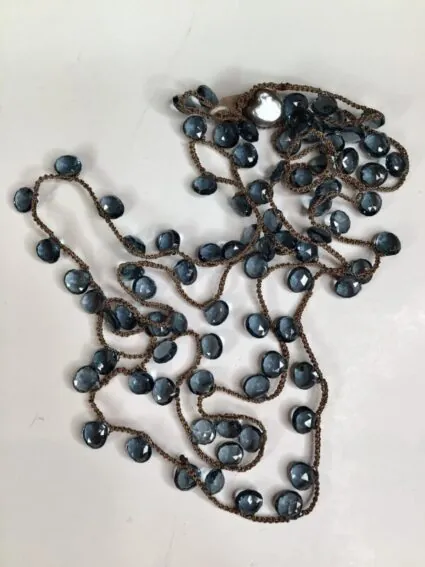 Debbie Harper / Hand Crocheted Necklace / Blue Quartz
