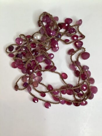 Debbie Harper / Hand Crocheted Necklace / Rubies
