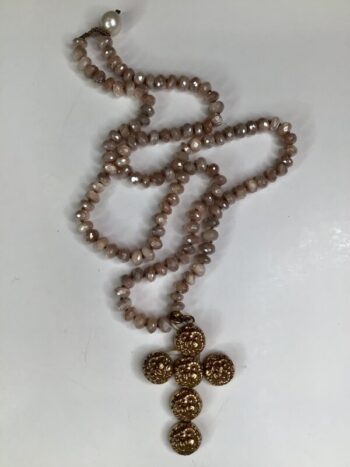 Debbie Harper / Hand Knotted Necklace / Peach Moonstones