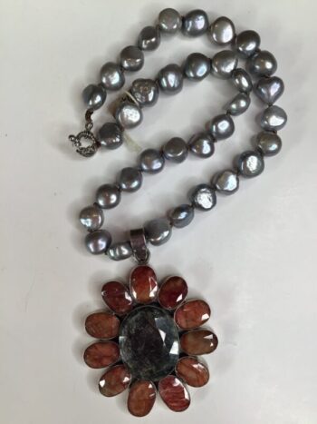 Debbie Harper / Hand Knotted Necklace / Gray Freshwater Pearls