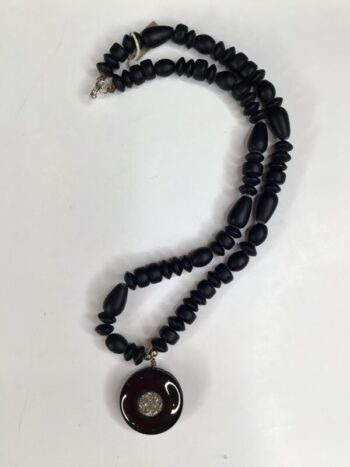 Debbie Harper / Hand Knotted Necklace / Black Glass Beads