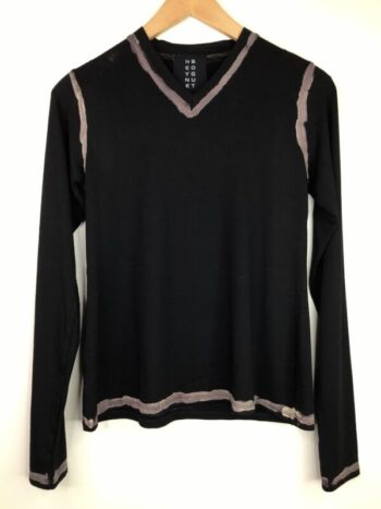 Heyne Bogut / Long Sleeve V-Neck Tee / Black Natural