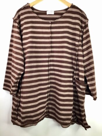 Krista Larson / Cotton Jersey / Tunic Tee Long Sleeve / Leather Stripe