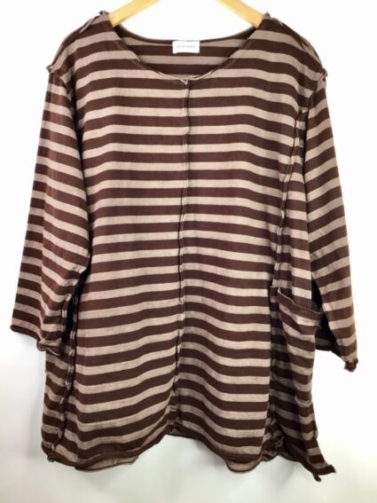 Krista Larson / Cotton Jersey / Tunic Tee Long Sleeve / Leather Stripe