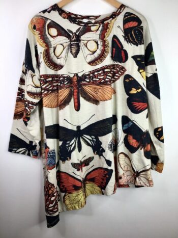 Krista Larson / Cotton Jersey / Long Sleeve Tee / Cream Butterfly