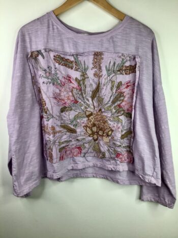 Krista Larson / Cotton Jersey / Crop Protea Long Sleeve Tee / Lavender
