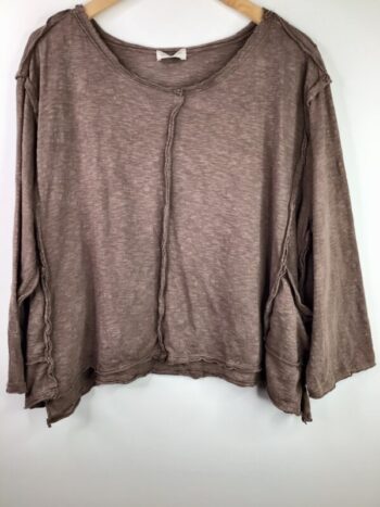 Krista Larson / Cotton Jersey / Crop Tunic Tee Long Sleeve / Leather