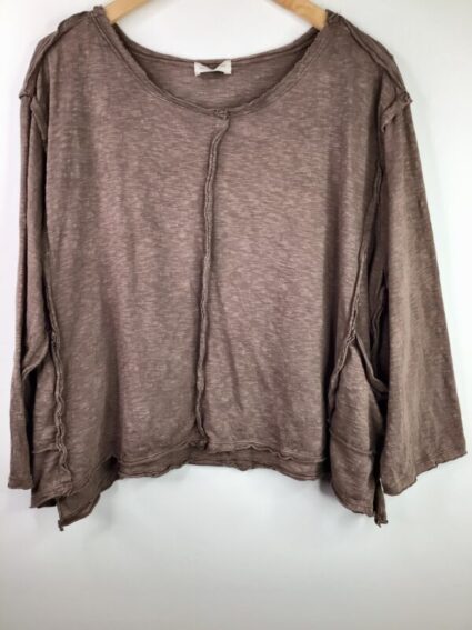 Krista Larson / Cotton Jersey / Crop Tunic Tee Long Sleeve / Leather