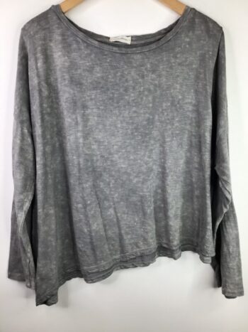 Krista Larson / Cotton Jersey / Crop Tee Long Sleeve / Gray
