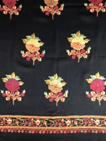 Kashmir / Wool Shawl / Black Red Orange