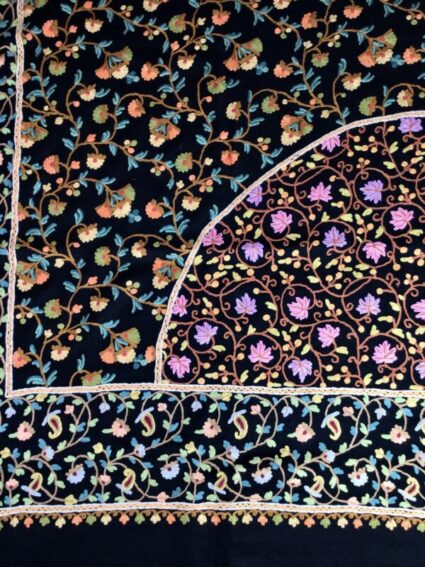 Kashmir / Wool Shawl / Black  Multi