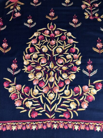 Kashmir / Wool Shawl / Black Orange