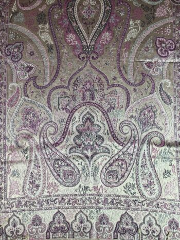 Kashmir / Woven Paisley Shiny Silk Scarf / Lavender Paisley