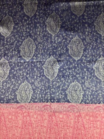 Kashmir / Cashmere Shawl / Blue & Pink Paisley