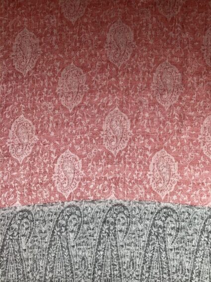 Kashmir / Cashmere Shawl / Gray & Red Paisley
