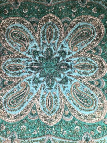 Kashmir / Silk Paisley Scarf / Turquoise