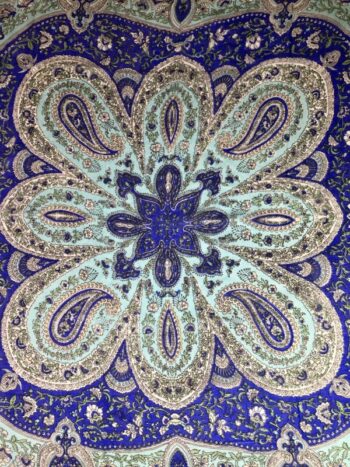 Kashmir / Silk Paisley Scarf / Royal Blue