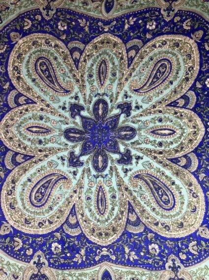 Kashmir / Silk Paisley Scarf / Royal Blue