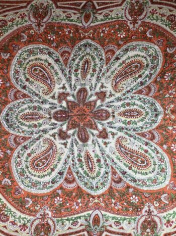 Kashmir / Silk Paisley Scarf / Orange