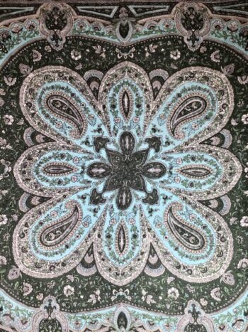 Kashmir / Silk Paisley Scarf / Black & Turquoise