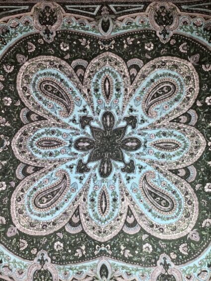 Kashmir / Silk Paisley Scarf / Black & Turquoise