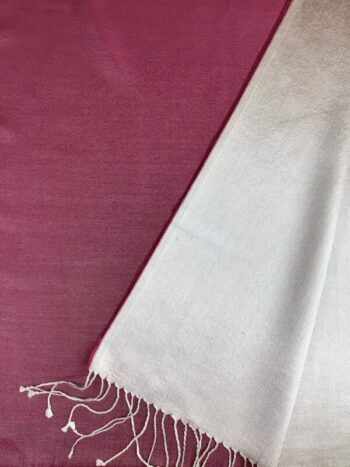Kashmir / Silk Double Sided Scarf / Strawberry & Cream