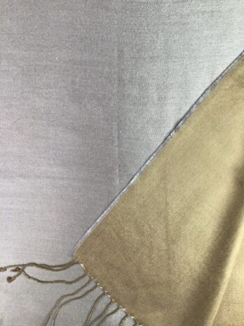 Kashmir / Silk Double Sided Scarf / Gray & Khaki