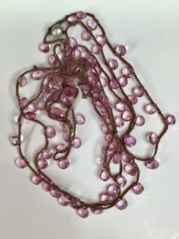 Debbie Harper / Hand Crocheted Necklace / Pink Topaz