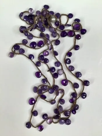 Debbie Harper / Hand Crocheted Necklace / Amethyst