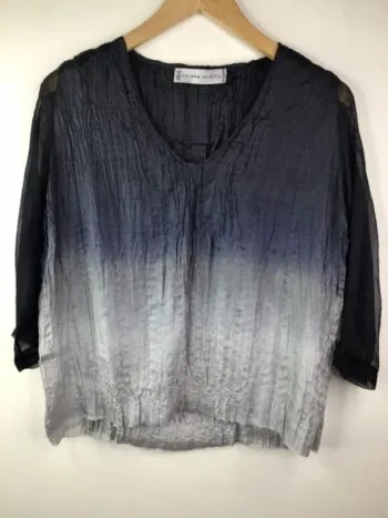 Viviana Uchitel / Silk Blouse / Black Blue Gray