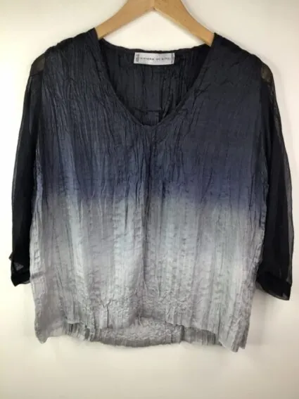 Viviana Uchitel / Silk Blouse / Black Blue Gray