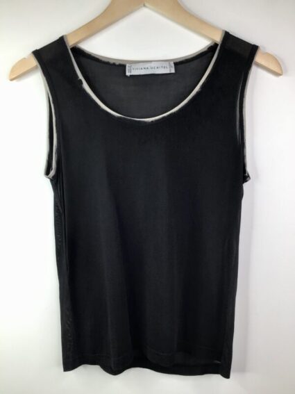 Viviana Uchitel / Silk / Mesh Tank Top / Black & Natural