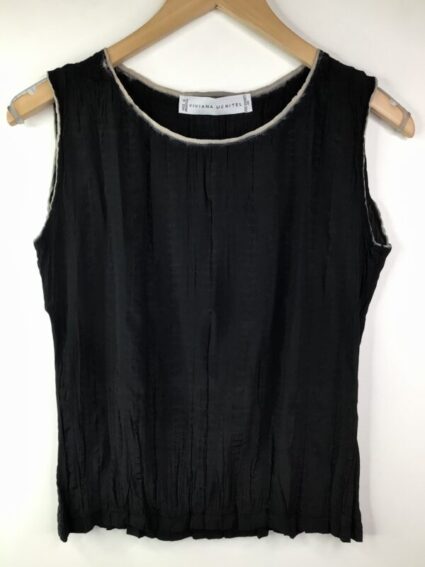 Viviana Uchitel / Silk / Pleated Sleeveless Top / Black & Natural
